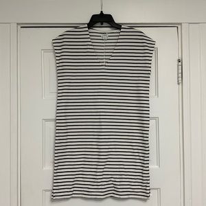 J Crew V Neck Navy & White Cotton Shift Dress